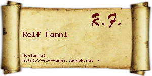 Reif Fanni névjegykártya